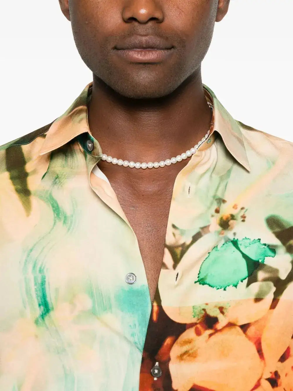 floral-print shirt