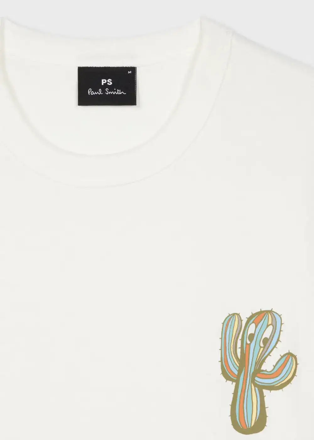 White 'Stripe Cactus' Print T-Shirt