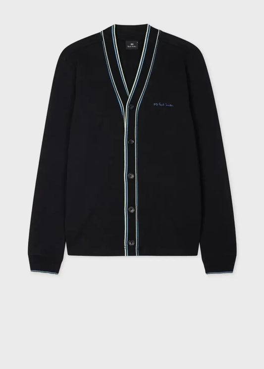 Black Cotton Jersey Cardigan