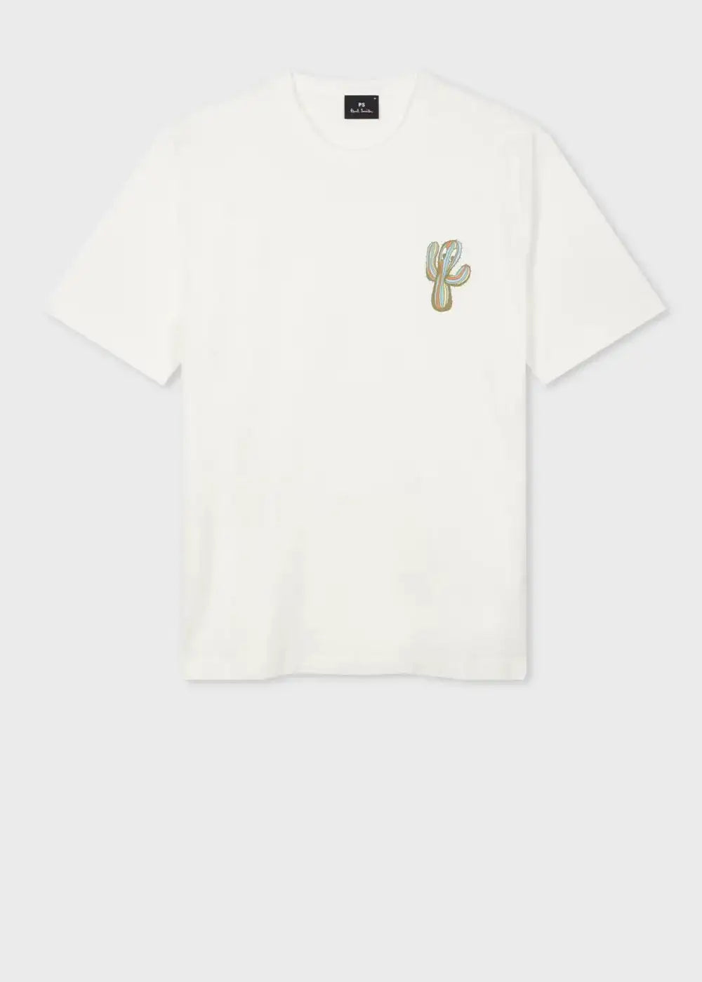 White 'Stripe Cactus' Print T-Shirt