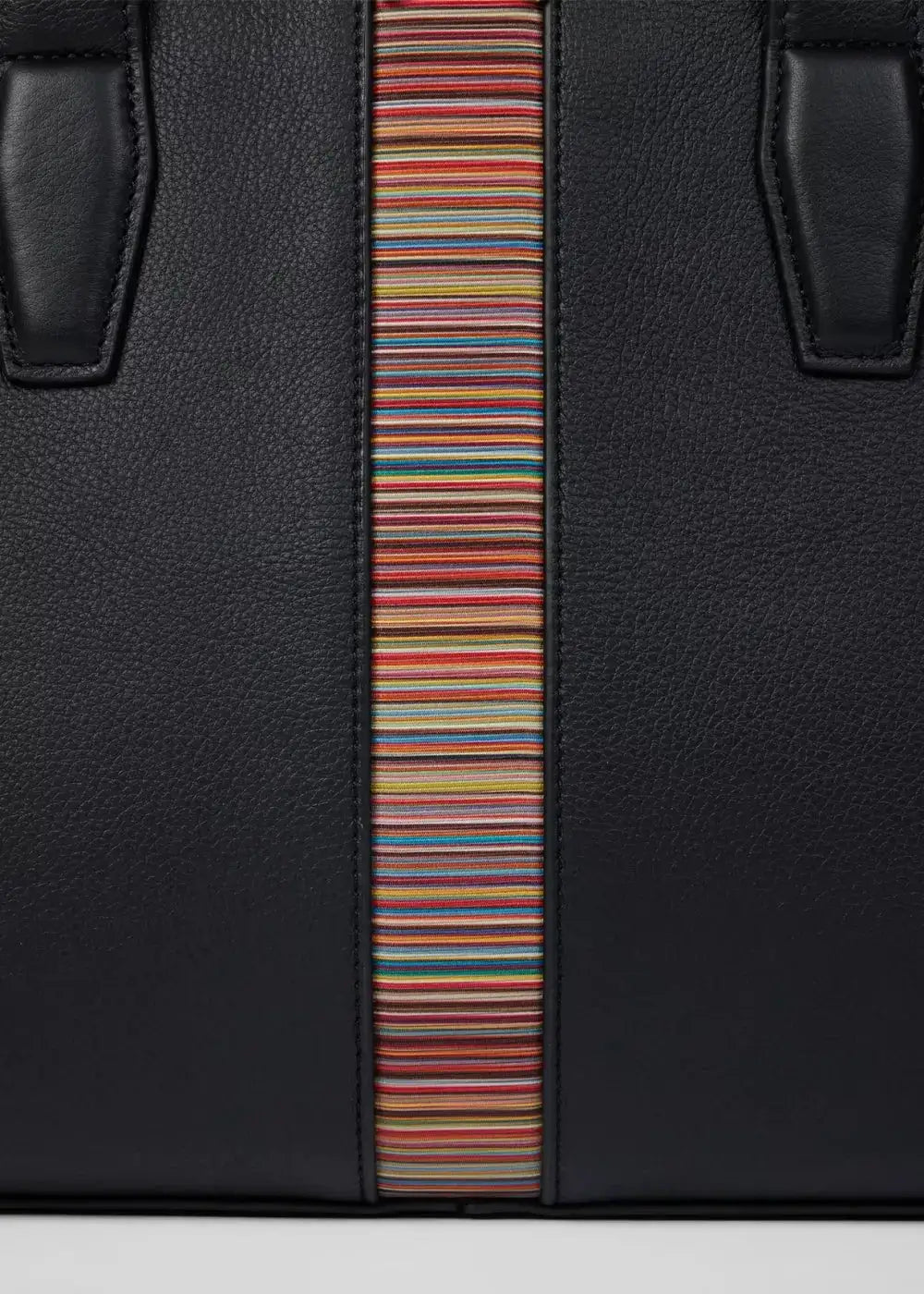 Black Leather 'Signature Stripe' Holdall Bag