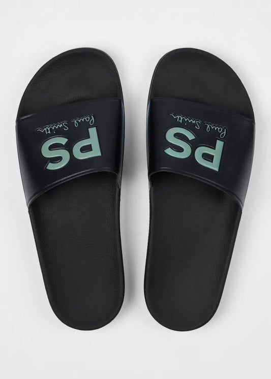 Black 'Sports Stripe' 'Zed' Slides