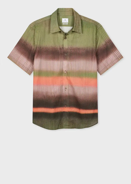 Green Ombre Stripe Cotton Shirt